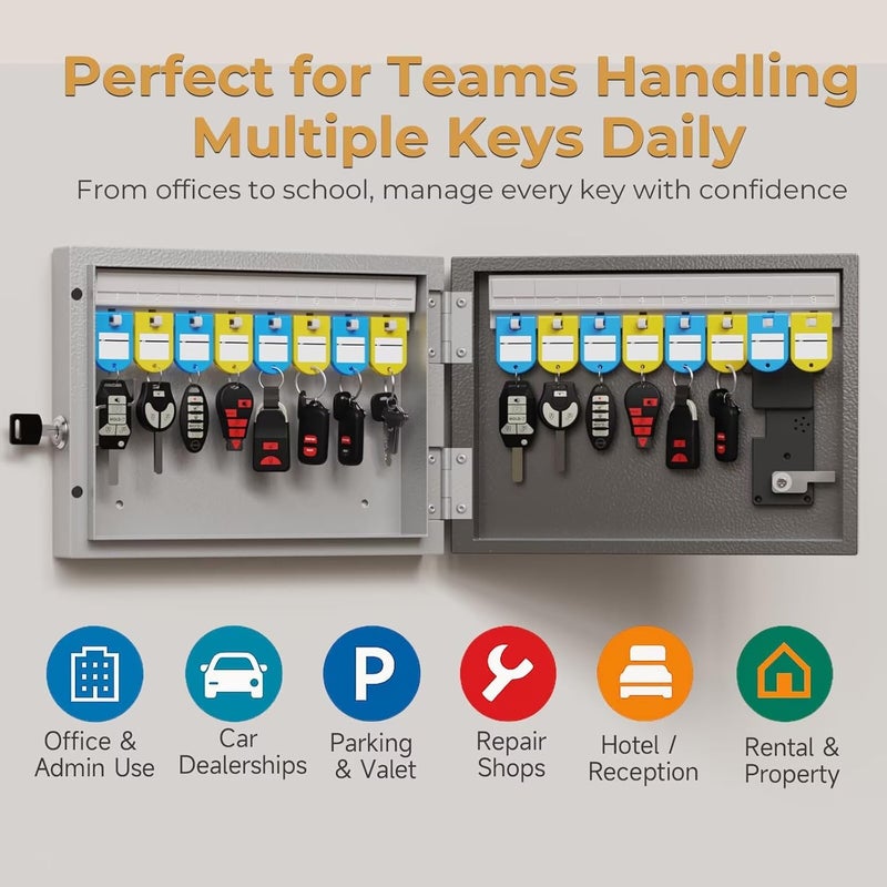 DiDiHere 16 Key Lock Box Wall Mount, Smart Key Cabinet, use One Time Password,Fixed Code, Bluetooth, Wi-Fi Remote, Key Unlock, Security Lockbox Organizer for Valets, Hotel, Car, Office Key Management & Storage - Image 5